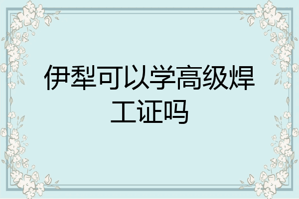 伊犁可以学高级焊工证吗