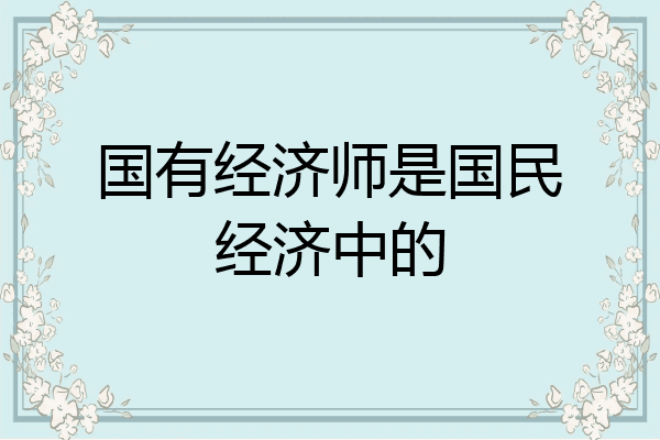 国有经济师是国民经济中的