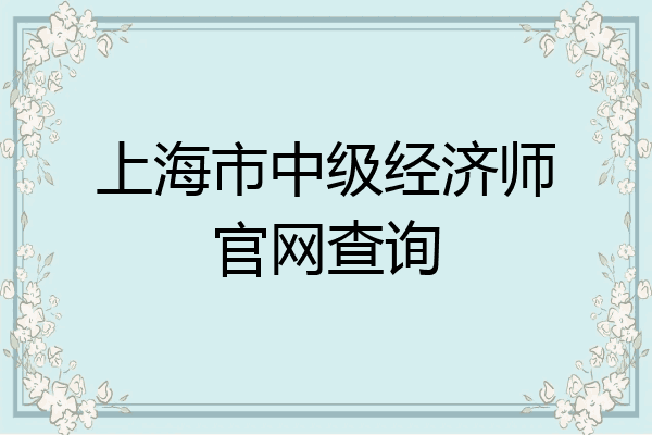上海市中级经济师官网查询