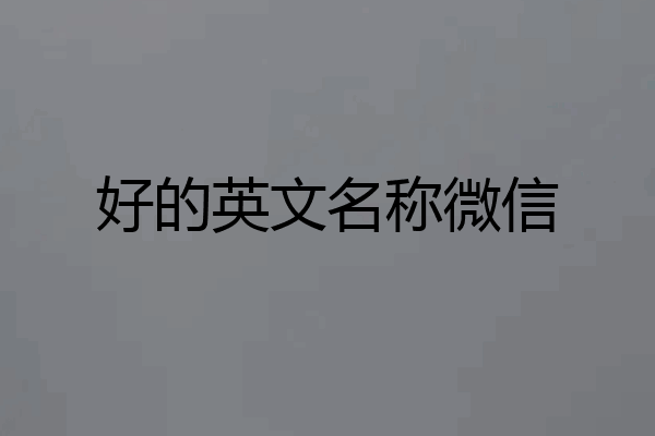 好的英文名称微信