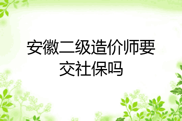 安徽二级造价师要交社保吗