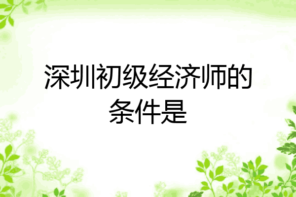 深圳初级经济师的条件是