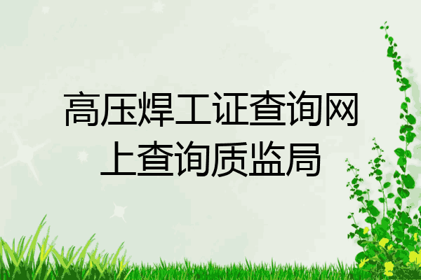 高压焊工证查询网上查询质监局