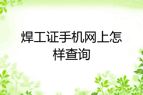 焊工证手机网上怎样查询