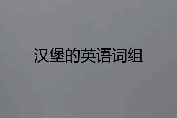 汉堡的英语词组