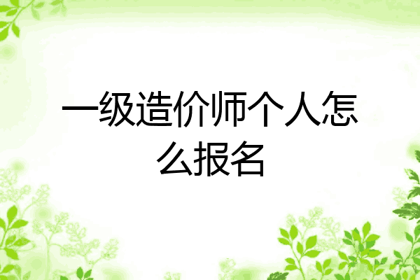 一级造价师个人怎么报名