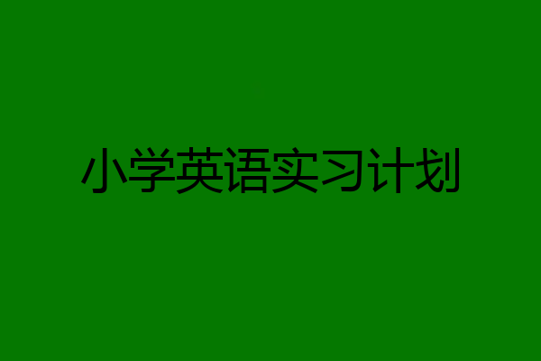 小学英语实习计划