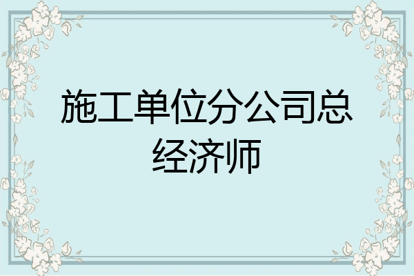 施工单位分公司总经济师