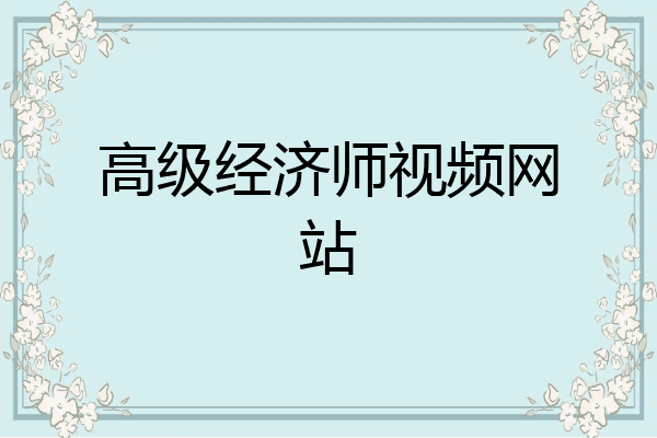 高级经济师视频网站