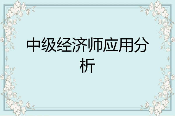 中级经济师应用分析