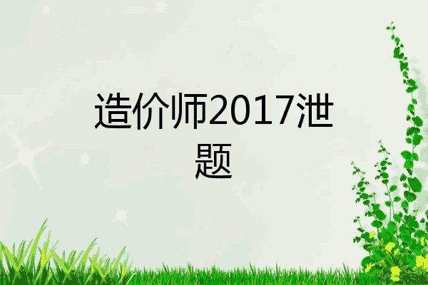 造价师2017泄题