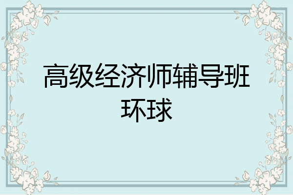 高级经济师辅导班环球