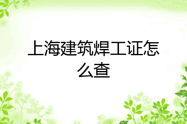 上海建筑焊工证怎么查
