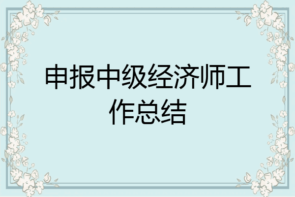 申报中级经济师工作总结