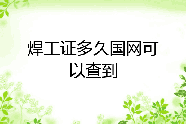 焊工证多久国网可以查到