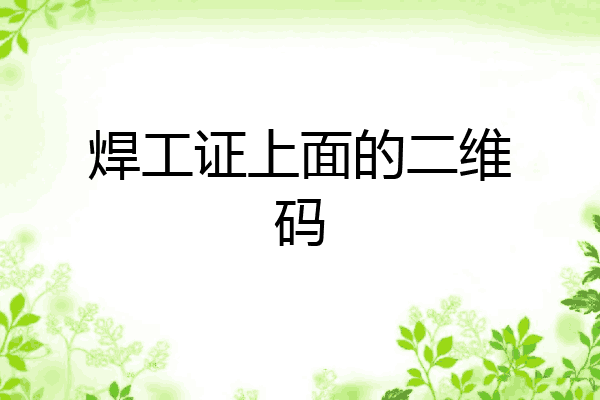 焊工证上面的二维码