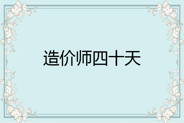 造价师四十天