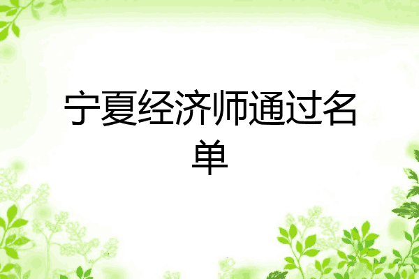 宁夏经济师通过名单