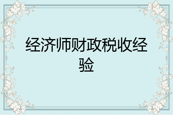 经济师财政税收经验