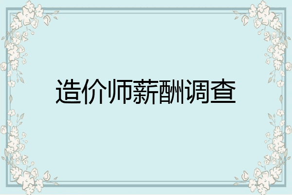 造价师薪酬调查