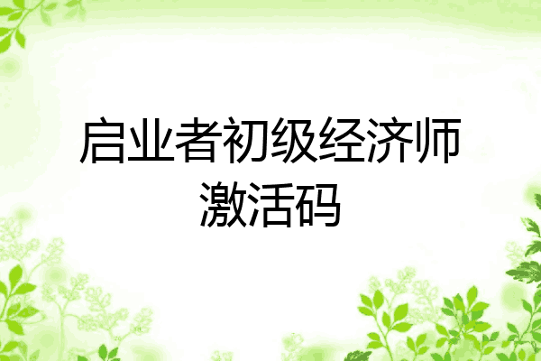 启业者初级经济师激活码