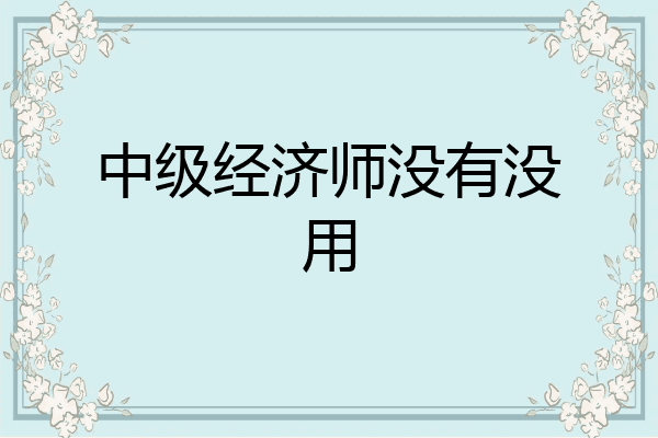 中级经济师没有没用
