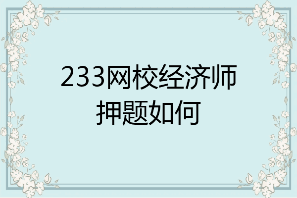 233网校经济师押题如何