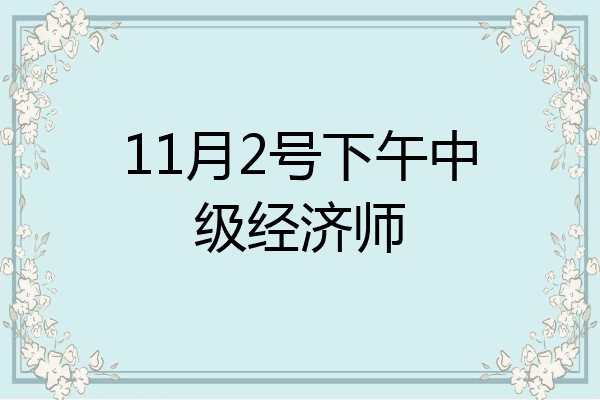 11月2号下午中级经济师