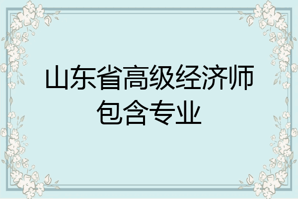 山东省高级经济师包含专业