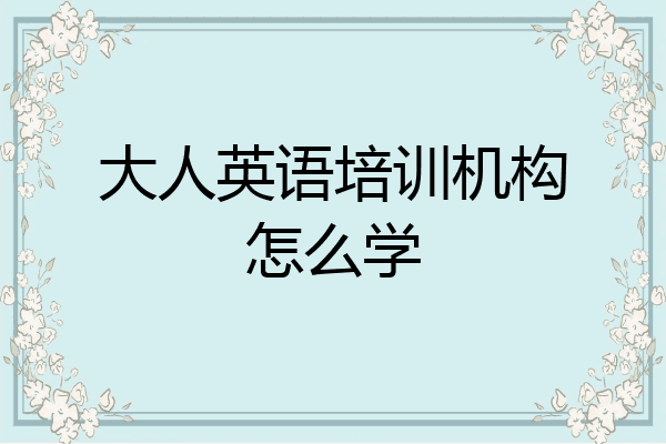 大人英语培训机构怎么学
