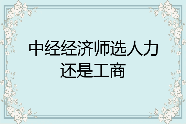 中经经济师选人力还是工商