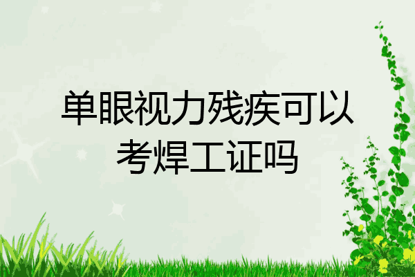 单眼视力残疾可以考焊工证吗