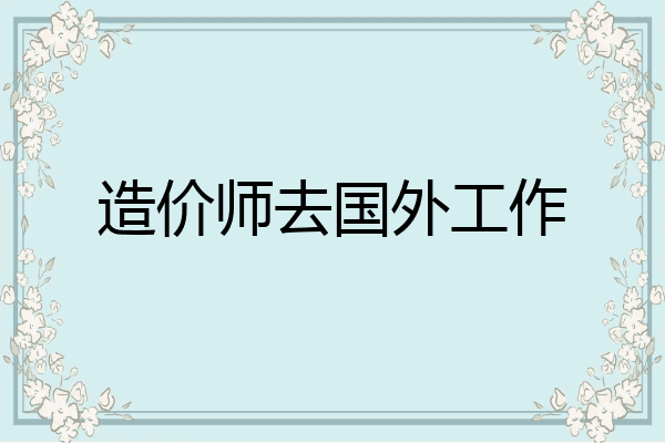 造价师去国外工作