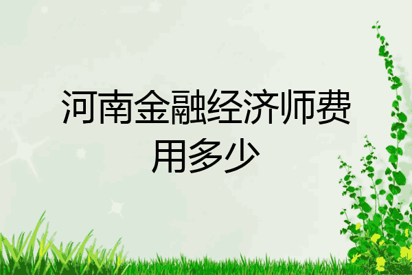 河南金融经济师费用多少