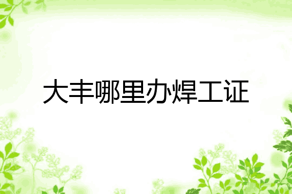 大丰哪里办焊工证