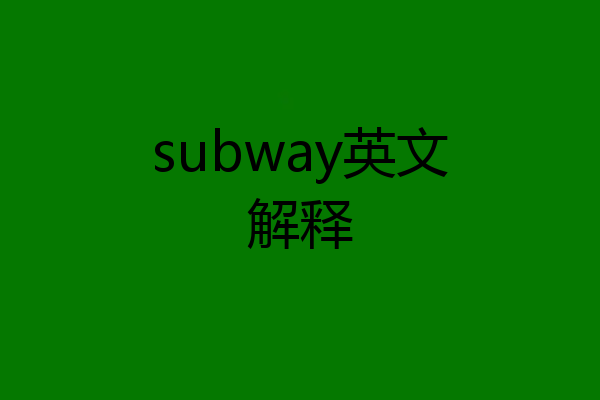 subway英文解释