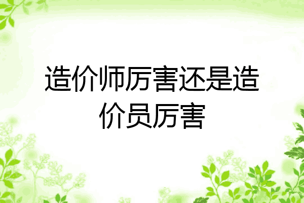 造价师厉害还是造价员厉害