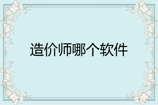 造价师哪个软件