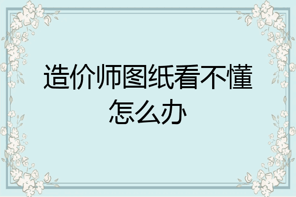 造价师图纸看不懂怎么办