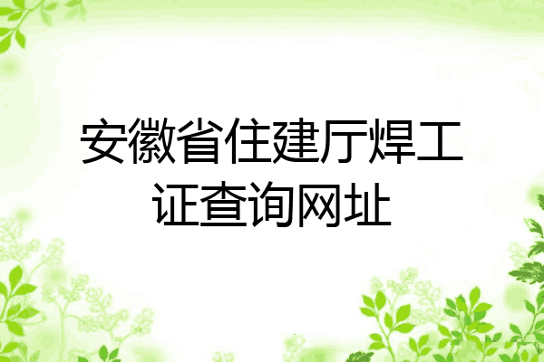 安徽省住建厅焊工证查询网址