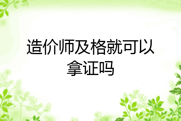 造价师及格就可以拿证吗
