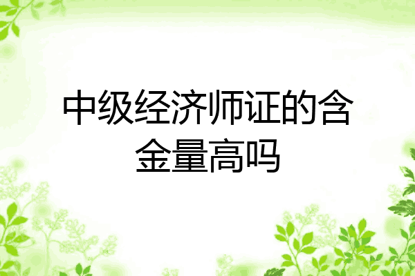中级经济师证的含金量高吗