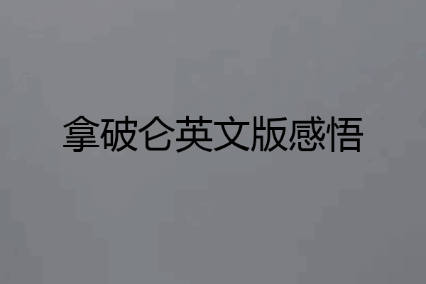 拿破仑英文版感悟