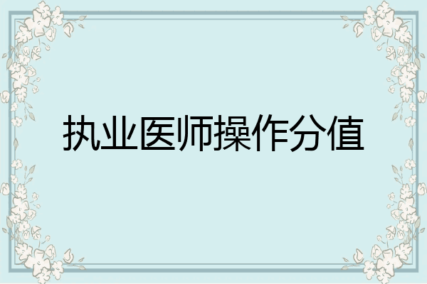 执业医师操作分值