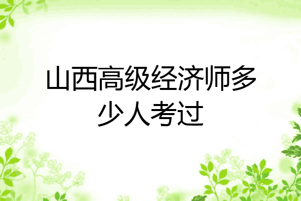 山西高级经济师多少人考过