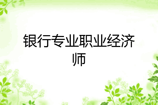 银行专业职业经济师