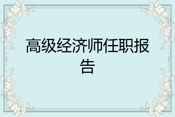 高级经济师任职报告