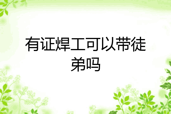 有证焊工可以带徒弟吗