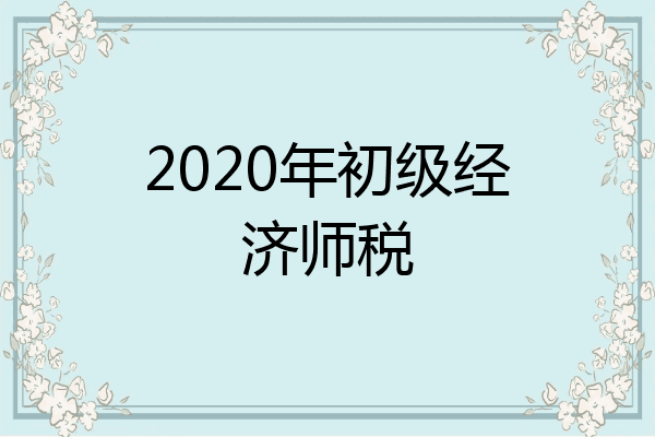 2020年初级经济师税