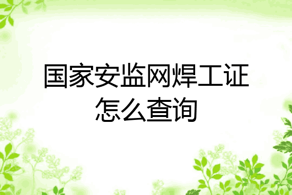 国家安监网焊工证怎么查询
